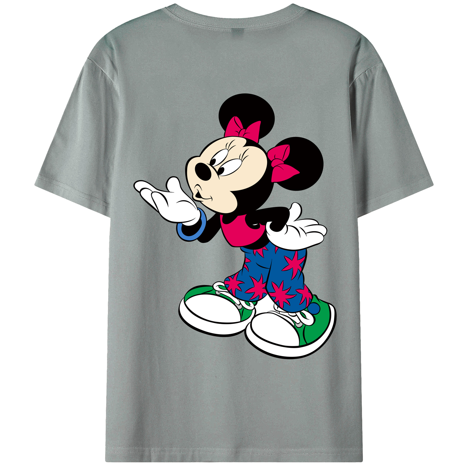 ミッキーマウス Mickey Mouse 綿100％ メンズ半袖Tシャツ（バックプリント） 通気性